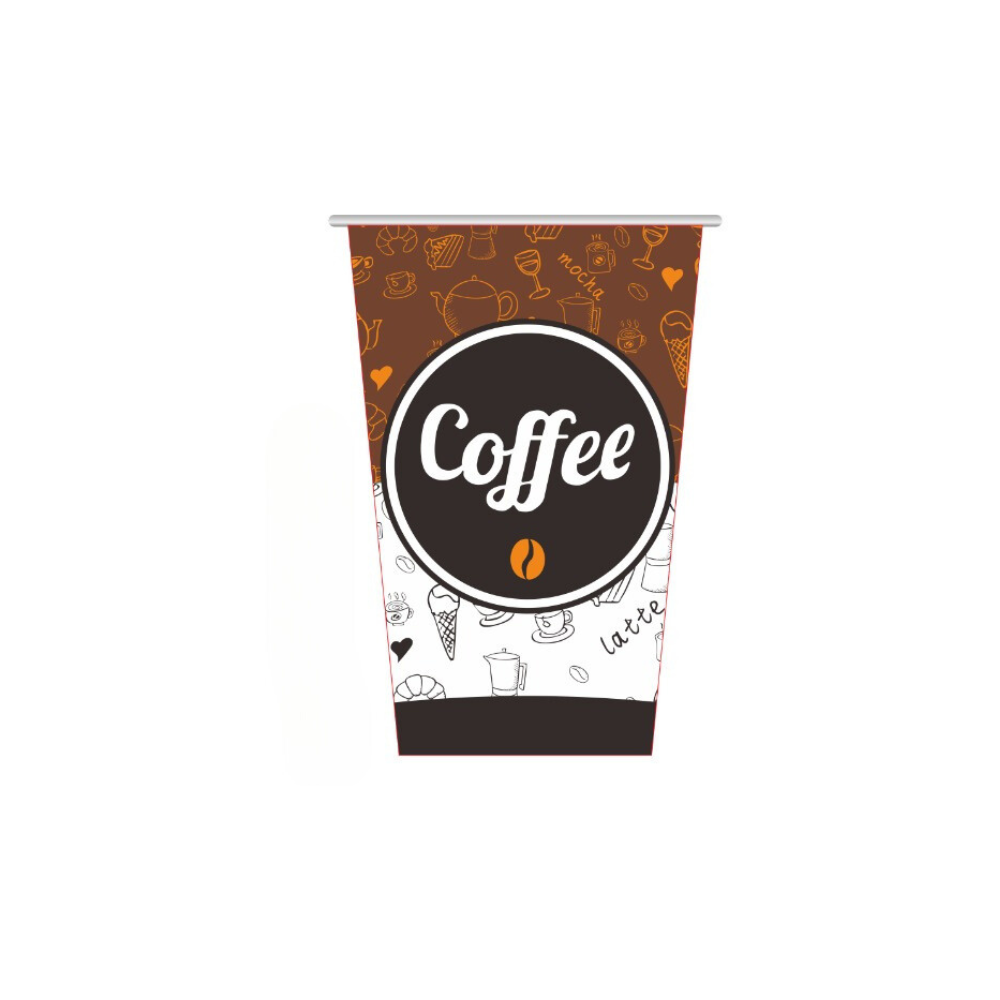 12 oz. Coffee Print Poly Paper Hot Cup - 1000/Case