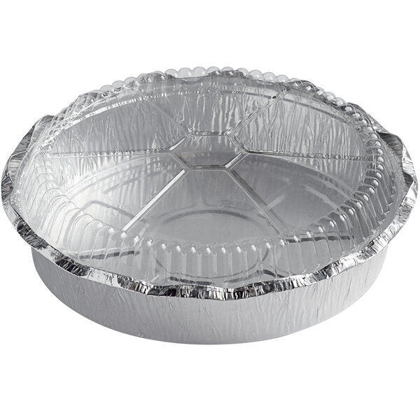 (4FP) 8" Round Standard Weight Foil Take-Out Pan with Dome Lid - 200/Case