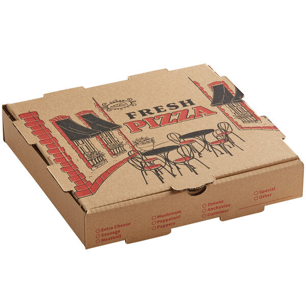 10" x 10" x 2" Kraft Corrugated Pizza Box - 50/Pack