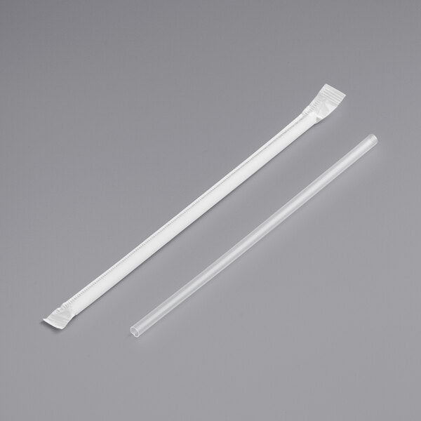 7 3/4" Jumbo Clear Wrapped Straw - 12000/Case