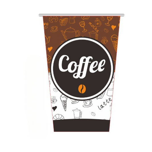 24 oz. Coffee Print Poly Paper Hot Cup - 1000/Case