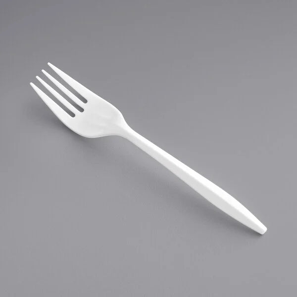 Medium Weight White Plastic Fork - 1000/Case