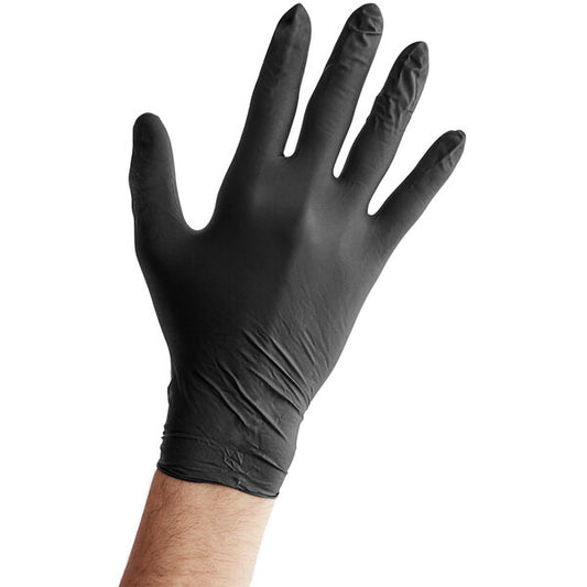 Powder-Free Disposable Nitrile Black 5 Mil Thick Textured Gloves - Large - 1000/Case