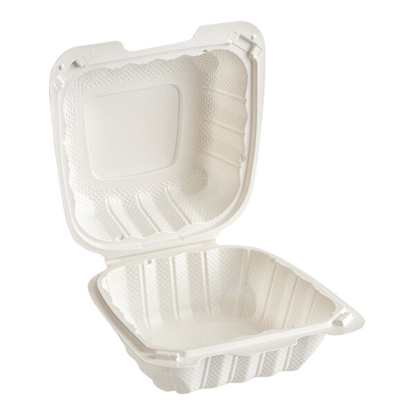 6" x 6" Microwaveable White Mineral-Filled Plastic Take-Out Container - 250/Case