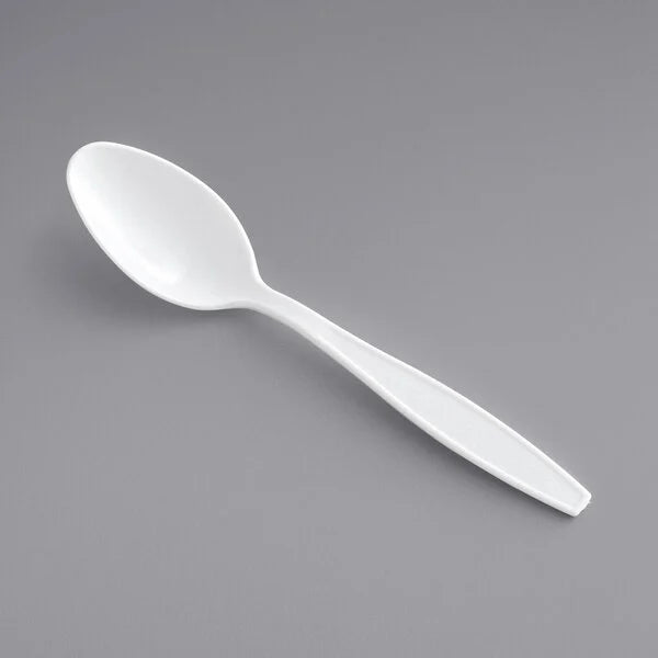 White Heavy Weight Plastic Teaspoon - 1000/Case