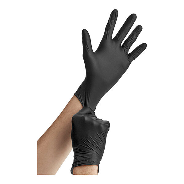 3.5 Mil Thick Black All-Purpose Powder-Free Disposable Gloves - Large - 1000/Case