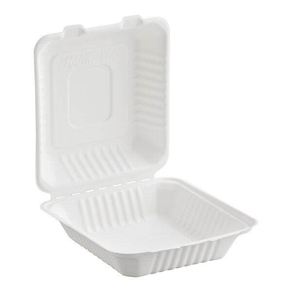 (3TG) 8" x 8" Fiber 1 Compartment Take-Out Box - 200/Pack